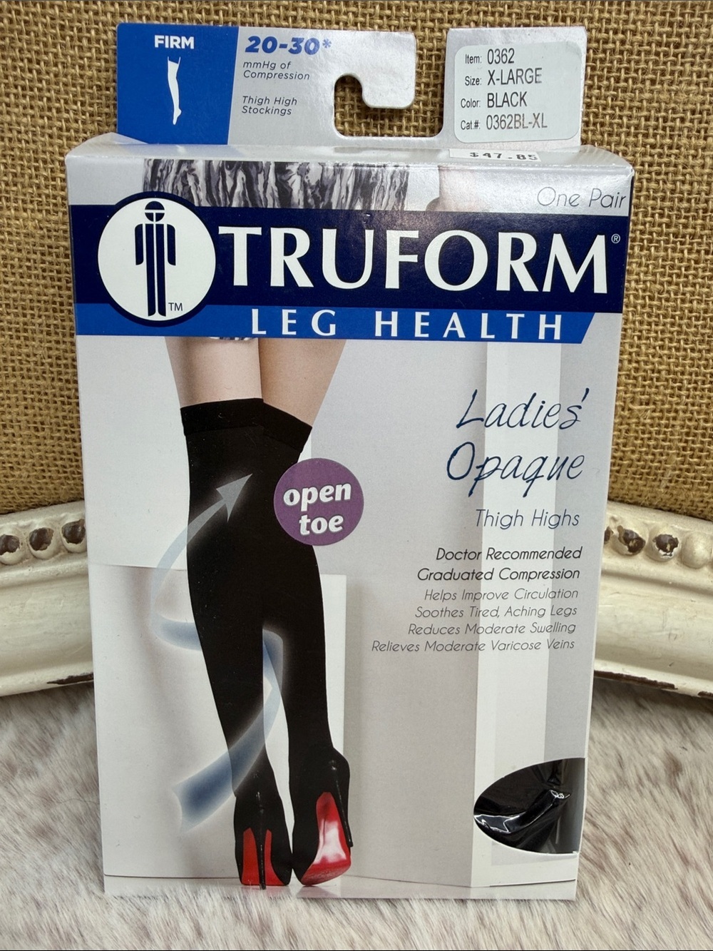 Truform Ladies' Opaque Thigh Highs - Black